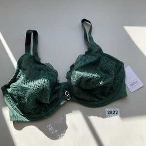 Auden Bra 38D Green Lace Unlined Full  Coverage Comfort Wire Adjustable Strap